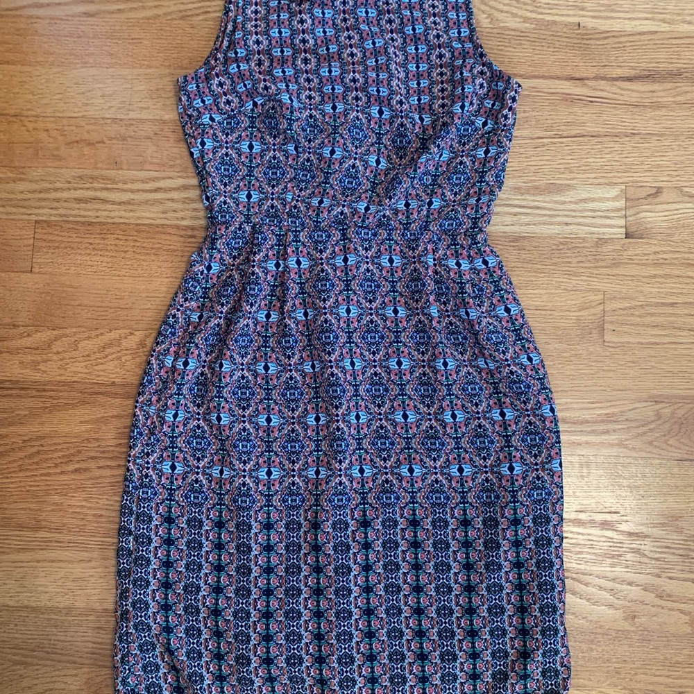 Boho Print Dress, Size 0, polyester